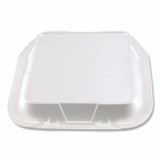 PLASTIFAR SA 12083 Foam Hinged Lid Containers, 3-Compartment, 9 x 9 x 3, White, Foam, 200/Carton