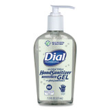 DIAL PROFESSIONAL 01585 Antibacterial with Moisturizers Gel Hand Sanitizer, 7.5 oz Pump Bottle, Fragrance-Free, 12/Carton