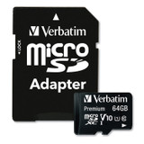 VERBATIM CORPORATION 44084 64GB Premium microSDXC Memory Card with Adapter, UHS-I V10 U1 Class 10, Up to 90MB/s Read Speed