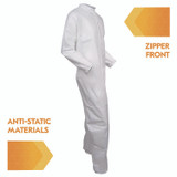 SMITH AND WESSON KleenGuard™ 44306 A40 Zipper Front Liquid and Particle Protection Coveralls, 3X-Large, White, 25/Carton