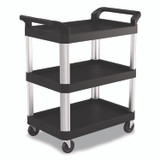 SUNCAST CORPORATION Commercial® RC2030 Three-Shelf Service Cart, Metal/Plastic, 3 Shelves, 300 lb Capacity, 20" x 34" x 37.92", Black