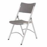 NATIONAL PUBLIC SEATING NPS® 620 600 Series Heavy Duty Plastic Folding Chair, Supports Up to 500 lb, 18" Seat Height, Gray Seat/Back, Silver Base, 4/Pack