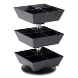 EMS MIND READER LLC TEASWIV3TBLK Anchor Collection 3-Tier 12-Compartment Tea and Condiment Carousel Countertop Organizer, 6.75 x 6.75 x 11.5, Black