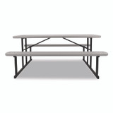 NATIONAL PUBLIC SEATING NPS® BMPT3072BK02 Blow Molded Folding Picnic Table, Rectangular, 57w x 72d x 29.5h, Speckled Gray Top, Black Base/Legs