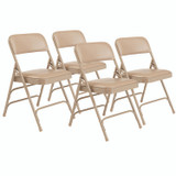 NATIONAL PUBLIC SEATING NPS® 1301 1300 Series Premium Vinyl Upholstered Triple Brace Double Hinge Folding Chair, Supports 500 lb, Beige Seat/Back/Base, 4/CT