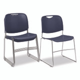 NATIONAL PUBLIC SEATING NPS® 85054 8500 Series Ultra-Compact Plastic Stack Chair, Supports Up to 500 lbs, 17" Seat Height, Blue Seat/Back, Chrome Base, 4/Carton