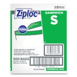 SC JOHNSON Ziploc® 373953 Resealable Sandwich Bags, 6.5" x 6", Clear, 500/Box
