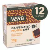 VERB ENERGY 22002522 Caffeinated Protein Bar, Chocolate Chip Peanut Butter, 1.8 oz Bar, 12/Box