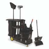 NEXSTEP COMMERCIAL PRODUCTS 96980 Premier Janitor Cart, 2 Shelves, Plastic, 18.25 x 44.5 x 38, Black