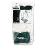 RUBBERMAID COMMERCIAL PROD. A25206WHICT Web Foot Shrinkless Looped-End Wet Mop Head with 5" Headband, Cotton/Synthetic, Medium, White, 6/Carton