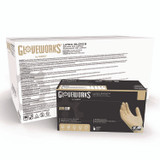 AMMEX CORPORATION GloveWorks® by ILHD46100 Extra Thick Latex Disposable Gloves, Powder-Free, Large, 6 mil Thick, 9.5" Long, Ivory, 100/Box, 10 Boxes/Carton