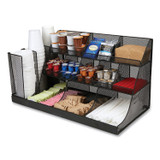 EMS MIND READER LLC CMG2MESHBLK Network Collection 14-Compartment Coffee Cup and Condiment Countertop Organizer, 11.61 x 23.9 x 12.76, Black