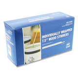 AMERCAREROYAL R825W Wood Stir Sticks, 7.5", Wrapped, 5,000/Carton