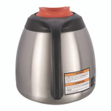 BUNN-O-MATIC THERMORN Decaf Thermal Carafe, 64 oz, Stainless Steel/Black/Orange