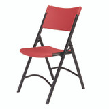NATIONAL PUBLIC SEATING NPS® 640 600 Series Heavy Duty Plastic Folding Chair, Supports Up to 500 lb, 18" Seat Height, Red Seat/Back, Black Base, 4/Pack