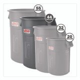 SUNCAST CORPORATION Commercial® TCU44 Injection Molded Utility Trash Can, 44 gal, Plastic/Resin, Gray