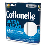 KIMBERLY CLARK Cottonelle® 55489 Ultra CleanCare Toilet Paper, Strong Tissue, Septic Safe, 1-Ply, White, 284 Sheets/Roll, 12 Rolls/Pack, 48 Rolls/Carton