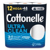 KIMBERLY CLARK Cottonelle® 55489 Ultra CleanCare Toilet Paper, Strong Tissue, Septic Safe, 1-Ply, White, 284 Sheets/Roll, 12 Rolls/Pack, 48 Rolls/Carton