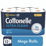 KIMBERLY CLARK Cottonelle® 55480 Ultra CleanCare Toilet Paper, Strong Bath Tissue, Septic Safe, 1-Ply, White, 284 Sheets/Roll, 12 Rolls/Pack, 4 Packs/Carton