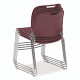 NATIONAL PUBLIC SEATING NPS® 85084 8500 Series Ultra-Compact Plastic Stack Chair, Supports 500 lbs, 17" Seat Height, Burgundy Seat/Back, Chrome Base, 4/Pack