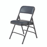 NATIONAL PUBLIC SEATING NPS® 1304 1300 Series Premium Vinyl Upholstered Triple Brace Double Hinge Folding Chair, Supports 500 lb, Blue Seat/Back/Base, 4/Carton