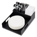 EMS MIND READER LLC PSNAPUTBLK Network Collection Utensil, Napkin and Plate Countertop Organizer, 15.2 x 11.5 x 4.45, Plastic, Black