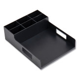 EMS MIND READER LLC PSNAPUTBLK Network Collection Utensil, Napkin and Plate Countertop Organizer, 15.2 x 11.5 x 4.45, Plastic, Black