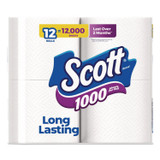 KIMBERLY-CLARK PROFESSIONAL Scott® 10060 1000 Bathroom Tissue, Septic Safe, 1-Ply, White, 1,000 Sheets/Roll, 12 Rolls/Pack, 4 Packs/Carton