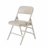 NATIONAL PUBLIC SEATING NPS® 1302 1300 Series Premium Vinyl Upholstered Triple Brace Double Hinge Folding Chair, Supports 500 lb, Gray Seat/Back/Base, 4/Carton