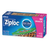 SC JOHNSON Ziploc® 383215 Seal Top Snack Bags, Snack, 6.5" x 3.25", Clear, 90 Bags/Box, 12 Boxes/Carton