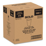 DART SOLO® 378RCPLANET Recycled Content PCF Paper Hot Cups, ProPlanet Seal, 8 oz, White/Blue, 1,000/Carton