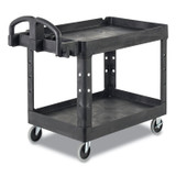 RUBBERMAID COMMERCIAL PROD. 4546-10 BLA BRUTE Heavy-Duty Utility Cart with Lipped Shelves, Plastic, 2 Shelves, 750 lb Capacity, 25.25" x 54" x 39.25", Black
