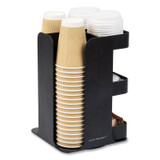 EMS MIND READER LLC CUPOSPINBLK Anchor Collection 8-Compartment Coffee Cup, Lid, and Condiment Carousel Countertop Organizer, 8 x 8 x 12, Black