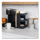 EMS MIND READER LLC CUPOSPINBLK Anchor Collection 8-Compartment Coffee Cup, Lid, and Condiment Carousel Countertop Organizer, 8 x 8 x 12, Black