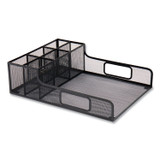 EMS MIND READER LLC PSNAMESHBLK Network Collection Utensil, Napkin and Plate Countertop Organizer, 11.5 x 14.75 x 5.5, Metal, Black