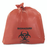 HERITAGE Z8048VRP01 Healthcare Pre-Printed High-Density Can Liners, Biohazard: Infectious Waste, 45 gal, 16 mic, 40 x 48, Red, Flat Pack, 250/CT