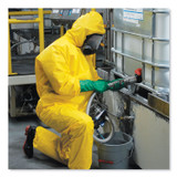SMITH AND WESSON KleenGuard™ 09813 A70 Chemical Spray Protection Coveralls, Elastic Wrists, Ankles, Hood, Large, Yellow, 12/Carton