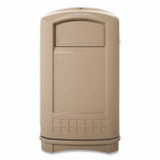 RUBBERMAID COMMERCIAL PROD. 396400BG Plaza Indoor/Outdoor Waste Container, 50 gal, Plastic, Beige