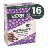 VERB ENERGY 22002525 Caffeinated Energy Bar, Chocolate Chip Cookie Dough, 0.92 oz Bar, 16/Box