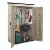 RUBBERMAID 5L3000SDONX Vertical Storage Shed, 53 cu ft, 2.5 ft x 4 ft x 7 ft, Sandstone/Faint Maple