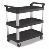 SUNCAST CORPORATION Commercial® RC2040 Three-Shelf Service Cart, Metal/Plastic, 3 Shelves, 300 lb Capacity, 20" x 39.85" x 38.17", Black