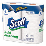 KIMBERLY-CLARK PROFESSIONAL Scott® 47617 Rapid-Dissolving Toilet Paper, Bath Tissue, Septic Safe, 1-Ply, White, 231 Sheets/Roll, 4 Rolls/Pack, 12 Packs/Carton
