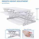 Rocelco, Inc Rocelco RADRW Rocelco ADR 32" Adjustable Desk Riser with EVR Rocelco, Inc Rocelco RADRW Rocelco ADR 32" Adjustable Desk Riser with EVR