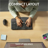 Logitech 920-012058 Logitech Wave Keys for Business, Wireless Ergonomic Keyboard with Cushioned Palm Rest, Logi Bolt Technology, Graphite