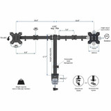 Rocelco, Inc Rocelco RDADRB40DM2 Rocelco Standing Desk Converter & Dual-Monitor Mount