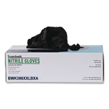 BOARDWALK 396XXLCTA 396 Series Disposable General-Purpose Nitrile Gloves, Powder-Free, XX-Large, 4.4 mil Thick, 9.5" Long, Black,100/Box,10 BX/CT