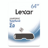 LEXAR MEDIA INC. 24388079 Twist Turn2 USB 2.0 Flash Drive, 64 GB, Black