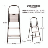 COSCO 11425ABK1E 3-Step Stepstool, 250 lb, 28.75" Tall, 28.35" Spread, Black/Silver