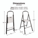COSCO 11325ABK1E 2-Step Stepstool, 250 lb Capacity, 19" Working Height, 22.5" Spread, Black/Silver