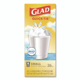 CLOROX SALES CO. Glad® 78812 OdorShield Quick-Tie Small Trash Bags, Tie-Flap, 4 gal, Febreze Fresh Clean Scent, 8 x 18, White, 26 Bags/Box, 6 Boxes/Carton
